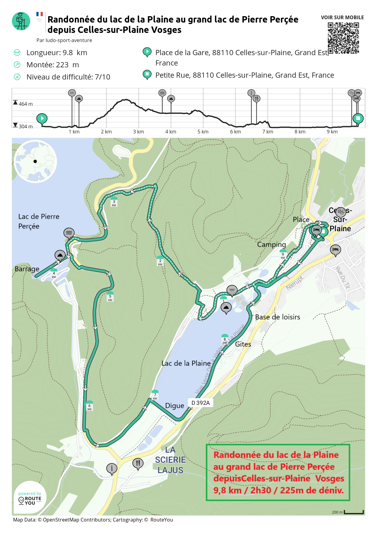 Routeyou randonnee du lac de la plaine au grand lac de pierre percee depuis celles sur plaine vosges