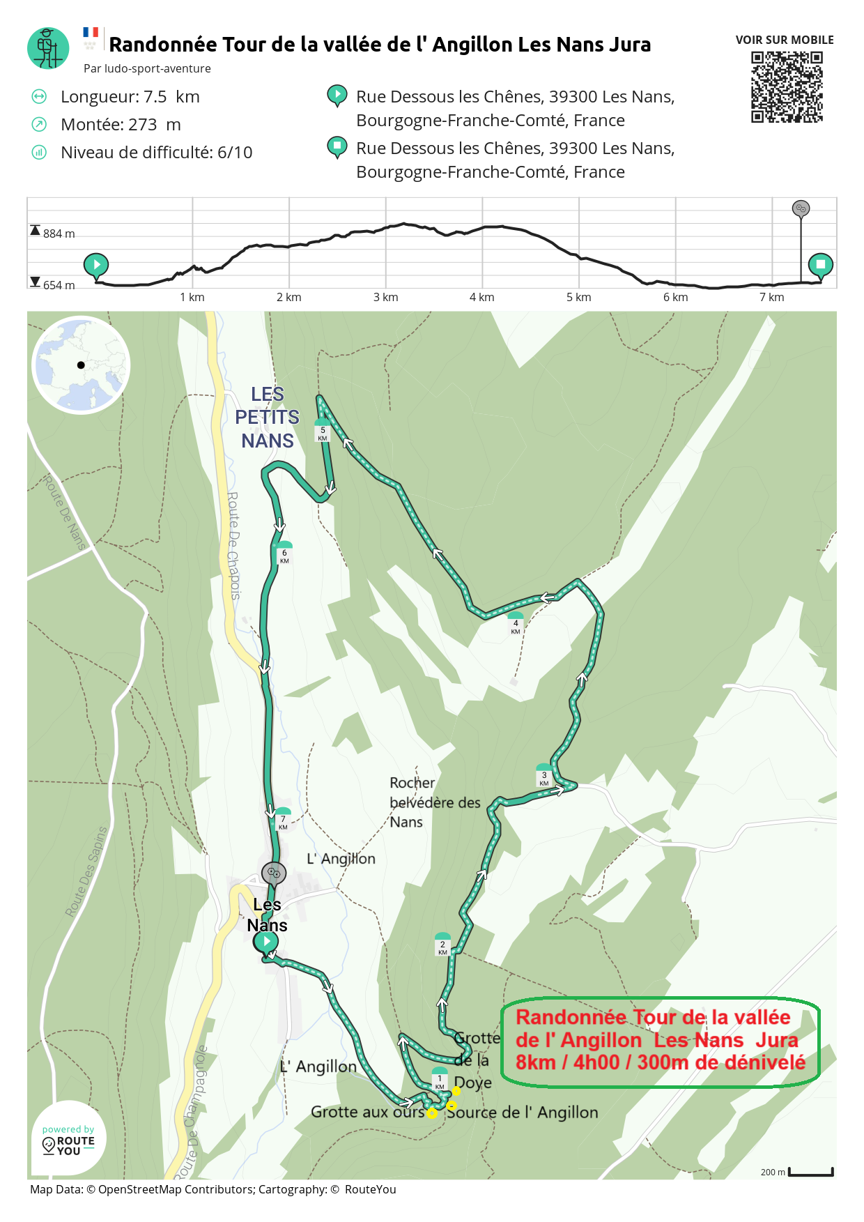 Routeyou randonnee tour de la vallee de l angillon les nans jura